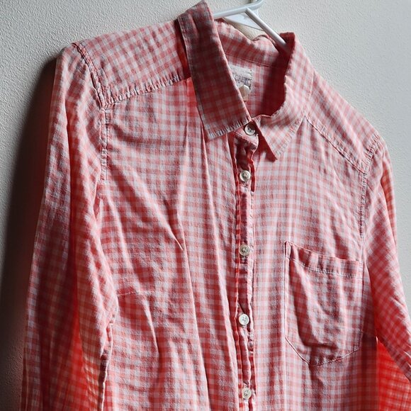 J.Crew Lightweight Peach/Cream Plaid Button Down Shirt Size Medium - Picture 3 of 16